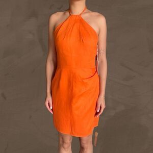 reformation dory orange linen dress NEW size 4